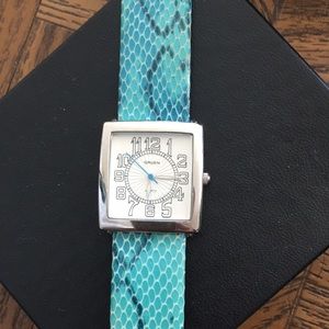 GRUEN quotes vintage square wristbands green snake skin watch new